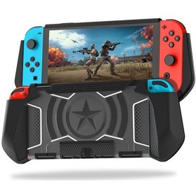 Resim Nintendo Switch Oled 2021 Çift Renkli Düşme Önleyici Koruyucu Siyah 