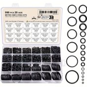 Resim 990 adet Nitril Kauçuk O-Halka Seti, 70A Sertlik, Yuvarlak Kesit, Sentetik Kauçuk Conta Assortimanı, Basınç Yıkayıcı, Tesisat, Hava ve Gaz Contaları, Isı ve Yağa Dayanıklı, 20 Boyutta 