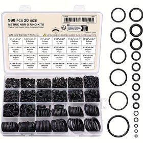 Resim 990 adet Nitril Kauçuk O-Halka Seti, 70A Sertlik, Yuvarlak Kesit, Sentetik Kauçuk Conta Assortimanı, Basınç Yıkayıcı, Tesisat, Hava ve Gaz Contaları, Isı ve Yağa Dayanıklı, 20 Boyutta 