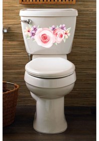 Resim Pembe Güller Klozet Kapağı Ve Banyo Sticker 