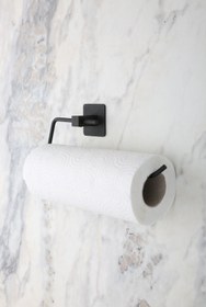 Resim MultiStore Kare Yapışkanlı Siyah Kağıt Rulo Havluluk, Peçetelik, Yapışkanlı Tasarım, Banyo Askısı 