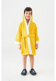 Resim Soley Pueri %100 Pamuklu Unisex Çocuk Bornozu Sarı 
