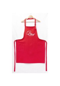 Resim Mutfak Önlüğü Kişiye Ve İsme Özel Nakışlı Mutfak Önlüğü Şef 1 Farklı Renkler Kırmızı 