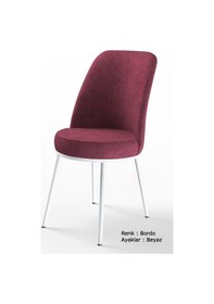 Resim Canisa Concept Dexa Serisi Bordo Renk 4 Adet Sandalye, Renk Bordo, Ayaklar Beyaz Bordo 