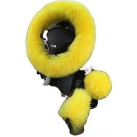 Resim Suofeng Kışlık Gerçek Yün Direksiyon Kılıfı - Yumuşak, Sıcak Ve Kaymaz Sarı 