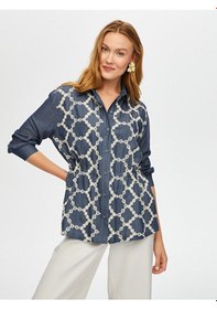 Resim Faik Sönmez Önü Brode Nakışlı Beli Tünelli Overshırt Tunik S25tnk006 Us25tnk00627 Indigo 