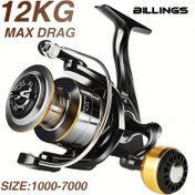 Resim BILLINGS EK 1000-7000 Serisi Döner Balıkçılık Makinesi, 5.2:1 Dişli Oranı, 11.79KG Maksimum Çekiş, Metal Makara, Metal Kollar, Pürüzsüz ve Hassas, Tatlısu ve Tuzlu Su için Balıkçılık Makinesi 