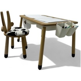 Resim Kumaşlı Aktivite Masa Ve 2'li Sandalye Seti - 4 Çok Renkli 