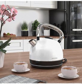 Resim Arendo Retro Su Isıtıcısı 1.7l, 2200w, Kireç Filtresi, Paslanmaz Çelik, Otomatik Kapanma Su Isıtıcılar Beyaz 
