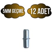 Resim Metal Çift Taraflı 5mm Geçme Raf Pimi Dolap Raf Altı Pimi 5mm Metal 12 Adet Krom 