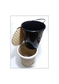 Resim Haki Krem Renk Pedallı Saplı Sızdırmaz Kovalı Çöp Kutusu Kovası Haki 