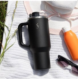 Resim Lurch Big Cup 1.2 L, Paslanmaz Çelik Termos - Uzatılabilir Pipetli, Çift Cidarlı, Sızdırmaz Mat Siyah 