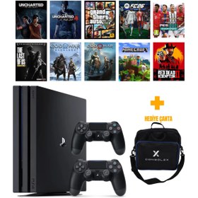 Resim Sony PS4 Pro 1TB 12.02v + 19 Dijital Oyun + Çift Kol + ConsoleX Çanta (Yenilenmiş) 