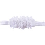 Resim bba new trend 2 Adet Bebek Bandanası,beyaz Ve Pembe,çiçekli Elastik Saç Bandı 
