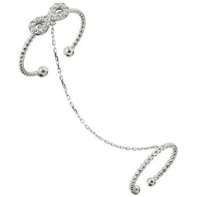 Resim Sonsuzluk Figürlü Gümüş Zincirli Çift Yüzük - Y019101 