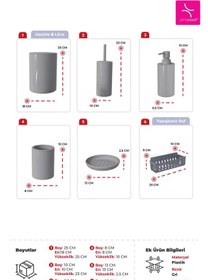 Resim Primanova Flores Banyo Seti + Yapışkanlı Raf Gri 