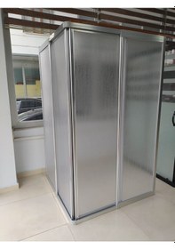 Resim Teknesiz Kare Duşakabin Mika Plastik Camlı Gümüş 