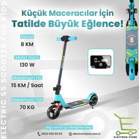 Resim Elektron Kids S5 Elektirikli Çocuk Scooter (Açık Mavi) 