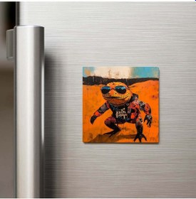 Resim Gila Monster - Gila Kertenkelesi - Güneş Gözlüklü Style - Buzdolap Magneti 