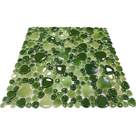 Resim Mutfak Tezgah Arası, Havuz, Banyo, Sauna, Spa, Iç ve Dış Dekorasyonda Tüm Yüzeyler Için, Damla Yeşil Mix, 31,5X31,5CM. Fileli Cam Mozaik. ( 10 File Karo = 1m2 Fiyatıdır. ) 