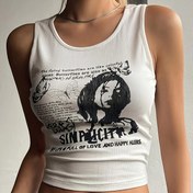 Resim Kadınlar için Şık Slogan & Grafik Baskılı Kısa Üst - Beyaz Yuvarlak Yaka Kısa Kollu Yazlık Gömlek, Makinede Yıkanabilir Günlük Sokak Giyimi İlkbahar/Yaz Kıyafetleri, Sevimli Yazlık Gömlekler, Bahar Kıyafeti, Opak Kumaş 