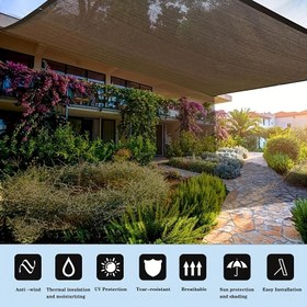 Resim 1 Adet Güneşlikli Dayanıklı Gizlilik Çiti - Yırtılmaya Dayanıklı, Balkon, Veranda & Havuz Alanı İçin Kolay Kurulum - Kahverengi PE Kumaş 