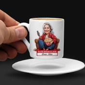 Resim Dizi Bağımlısı Anne Karikatürlü Kahve Fincanı 