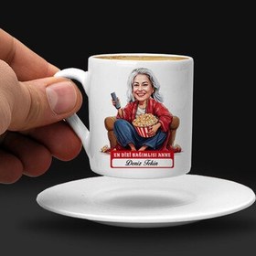 Resim Dizi Bağımlısı Anne Karikatürlü Kahve Fincanı 