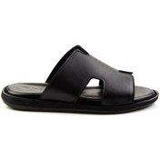 Resim Siyah Hakiki Deri Erkek Terlik E04433111143 Siyah 