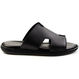 Resim Siyah Hakiki Deri Erkek Terlik E04433111143 Siyah 