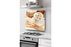 Resim Ne Verelim Size Ocak Arkası Cam Koruyucu Tezgah Ankastre Arkası Koruyucu | Kahve ve Buğday Desenli 