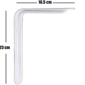 Resim Aesco Raf Altı Ayak Raf Tutucu L Demir 16.5 x 23 cm Beyaz Montaj Aparatı (2 Adet) 