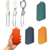 Resim Kompakt ve Dayanıklı Kamp Çatal Bıçak Takımı - 3 Parça Paslanmaz Çelik, Taşınabilir Kaşık, Çatal ve Bıçak Seti, Parlak Yüzeyli, Kampçılık, Yürüyüş ve Açık Hava Yemekleri İçin 