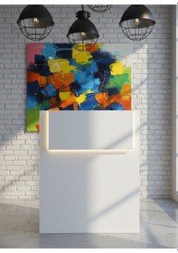 Resim Resital Ledli Karşılama Bankosu G-90 Cm Ofis Kasa Resepsiyon Masası Banko-003-1-1 