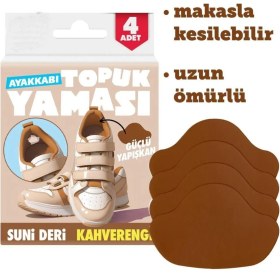 Resim Hobialem Ayakkabı Topuk Yaması Ayakkabı Tamir Yaması Kendinden Yapışkanlı Kahverengi Suni Deri 4 Adet Güçlü Yapışkan 