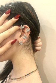 Resim alsaccessories Deliksiz Kulağa Geçirmeli Kelebek Model Kıkırdak Küpe 