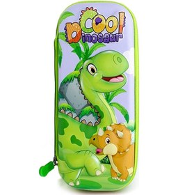Resim Cool Dinozor Kalem Kutusu 3d Kabartmalı Geniş Kapasiteli Kalemlik - Şirin Dinazor Yeşil 