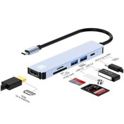 Resim Sones Junsunmay 6'sı 1 Arada Type-c - 4k Hdmı Yerleştirme İstasyonu Adaptörü Usb-c Pd Hızlı Şarj Hub'ı Sd/tf Kart Okuyucu 