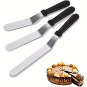 Resim Kek süsleme pastacılık mutfak için hafif plastik saplı dondurma kreması spatulası, paslanmaz çelik palet bıçağı, eğimli spatula, 15.24cm/20.32cm/25.4cm açılı spatula, eğri ofset bıçak profesyonel dondurma kreması spatulası, mutfak aksesuarları 