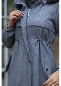 Resim Tünel Detaylı Kaşe Kaban Gri 1226 Gri 