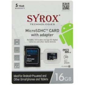 Resim Syrox 16 GB MicroSDHC Class 10 UHS-I Hafıza Kartı + Adaptör 