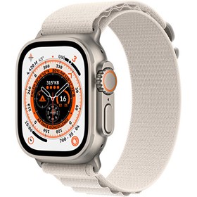 Resim Apple Watch Ultra GPS + Cellular 49MM Titanyum Kasa ve Yıldız Işığı Alpine Medium Loop Apple