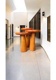 Resim Wood Wooden Ahşap 3 Lü Set Fitilli Mantar Yan Sehpa Modern Açık Meşe Renk Fiskos Açık Meşe 