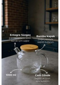 Resim Bambum Juliet - Bambu Kapaklı Cam Demlik 1000ml Şeffaf 