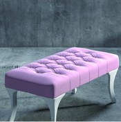 Resim Puffy Home Icon Puff Kapitoneli Kapı Önü Ayakucu Mutfak Salon Masa Pembe Puf Bench 