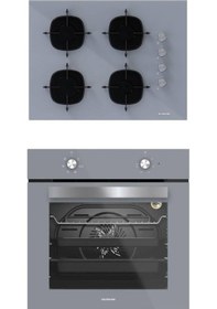 Resim Silverline BO6501S01 - CS5665S01 2'li İkili Gri Cam Ankastre Set 
