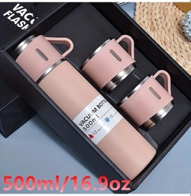 Resim Elmpaly Pembe 500ml Paslanmaz Çelik Termos Sıcak Soğuk İçecek Seyahat Ofis 