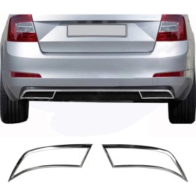 Resim Skoda Octavia A7 Uyumlu 2013 ve Üzeri Krom Egzoz Çerçevesi 2 Parça Paslanmaz Çelik 