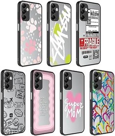 Resim Aksesuarcim Samsung Galaxy M14 ile Uyumlu Kılıf Aynalı Parlak Desenli Figürlü Kamera Lens Korumalı Kapak Mirror Yazı 
