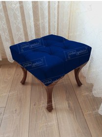 Resim Kapitoneli Makyaj Pufu Ayak Ucu Puf Ceviz Ayak 45 45 Lacivert 